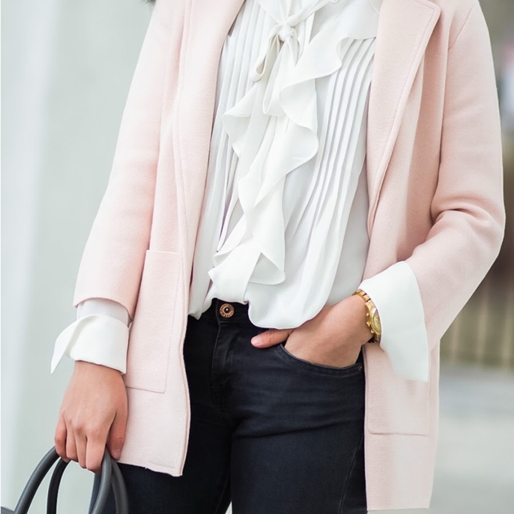 J. Crew Soft Pink Women's Blazer Collar Cardigan